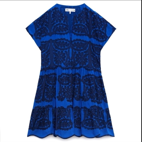 Zara Dresses & Skirts - New ZARA Royal Blue Embroidered Dress